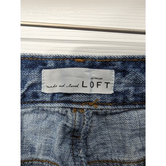 Ann Taylor LOFT Shorts Size 10 Denim Cut Off Embroidered Upcycled - Picture 4 of 9